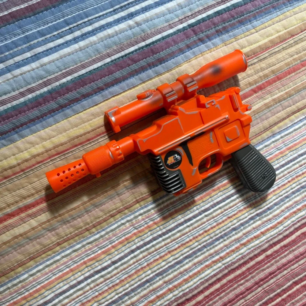 Disney Star Tours Star Wars Han Solo DL-44 Blaster Toy Orange Silver Weathered
